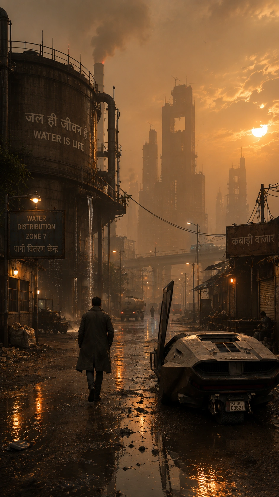 Water distribution district in a dense future city