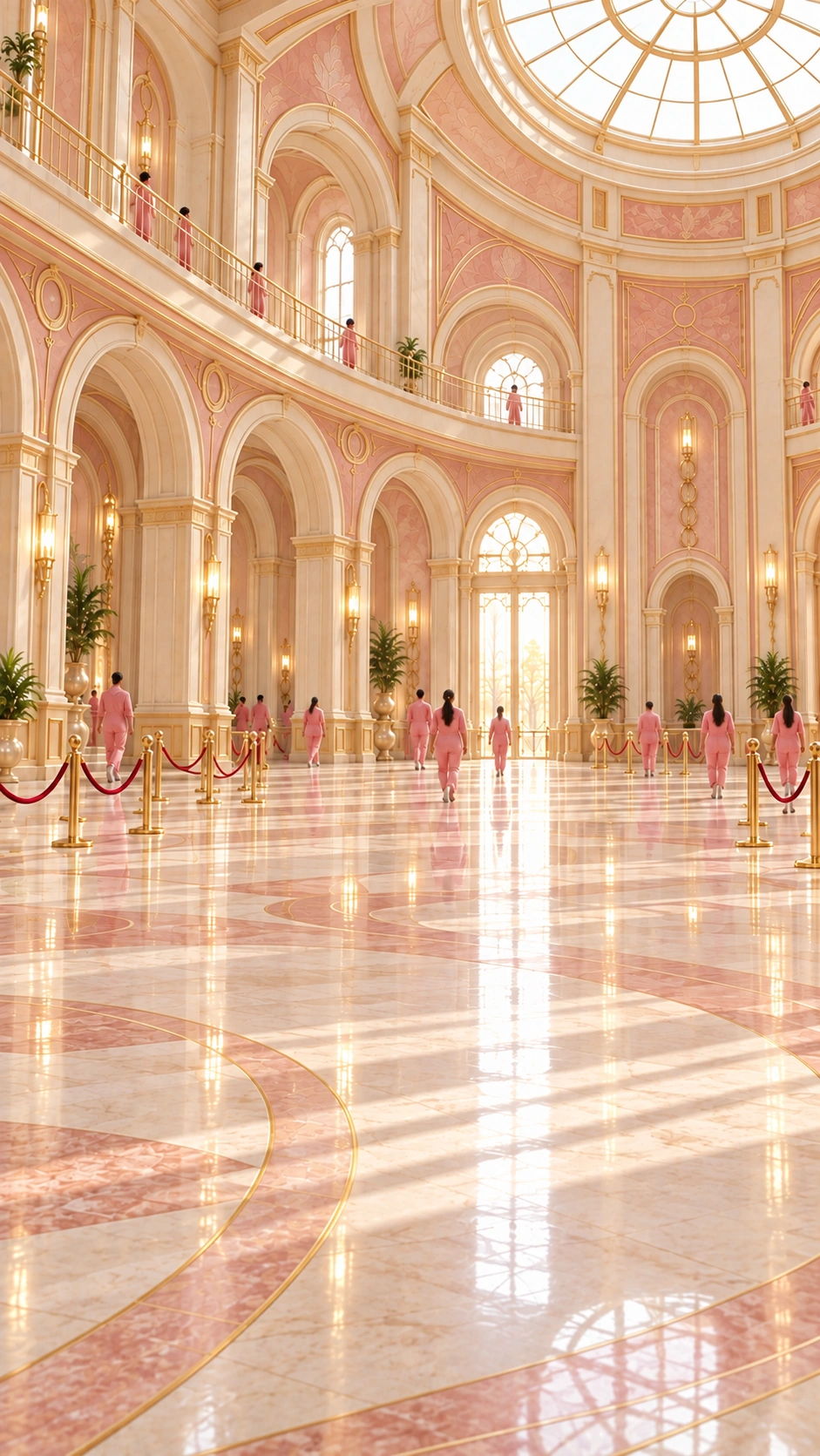Grand pastel hall in the afterlife office
